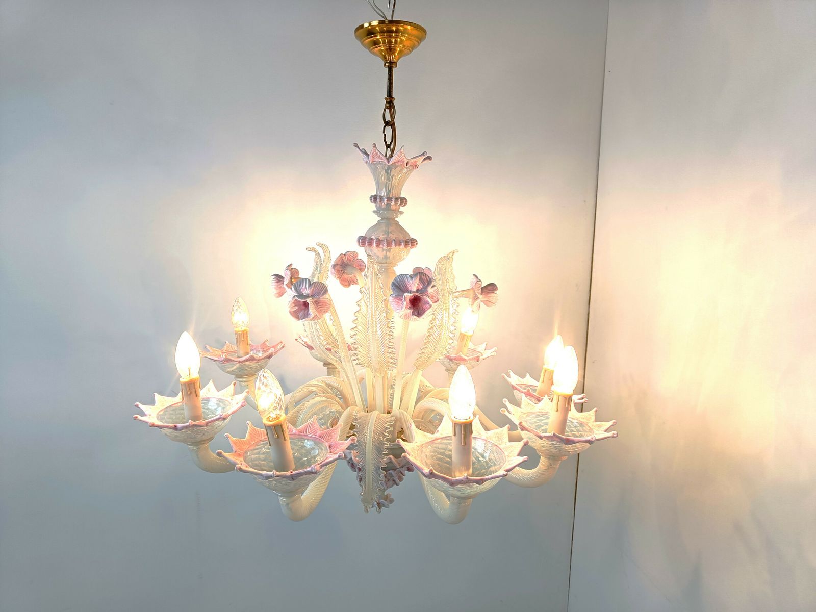 Vintage Murano Glass Flower Chandelier, 1950s photo 1500.0