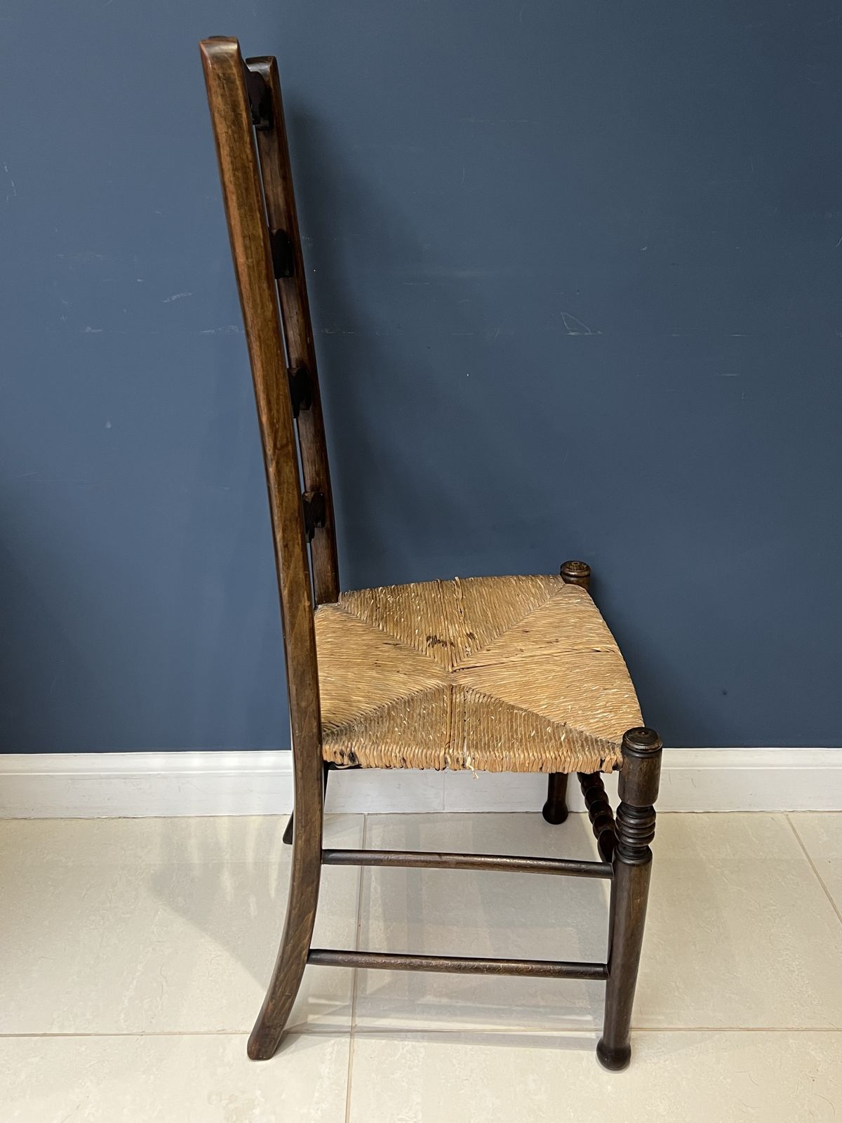 Antique Oak Country House Ladder Back Chair photo vintage
