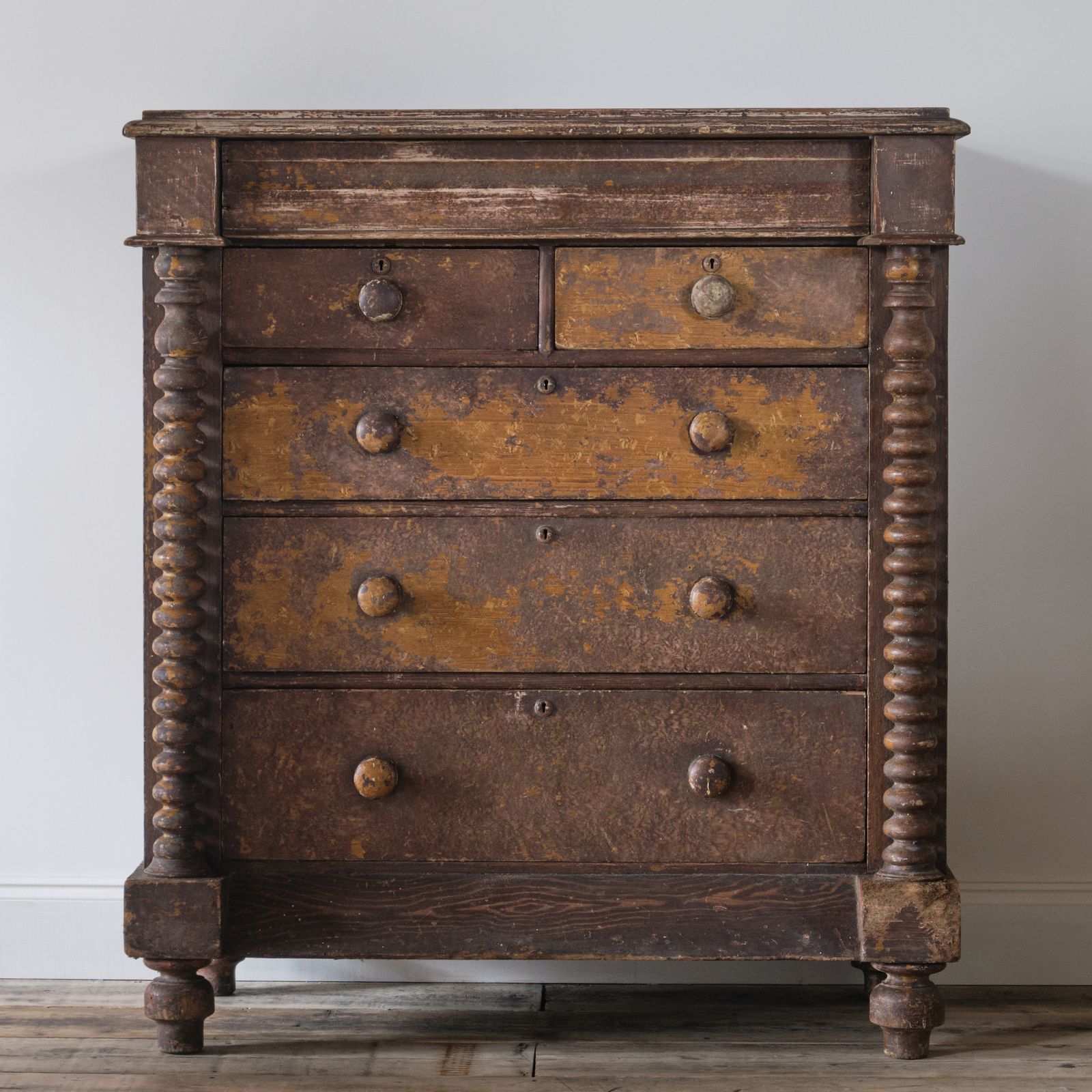 19th Century Scottish Painted Pine Chest Of Drawers