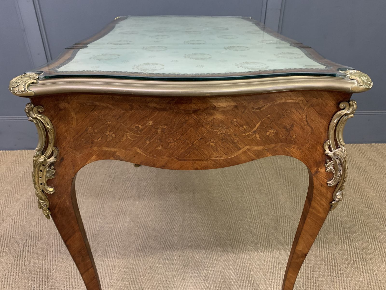 photo vinterior Marquetry Inlaid French Bureau Plat By Maison Millet
