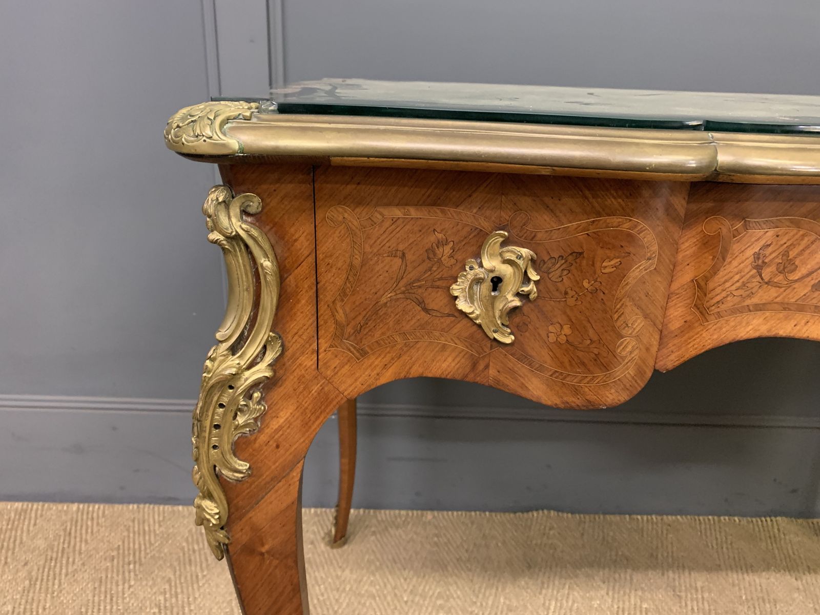 photo buy Marquetry Inlaid French Bureau Plat By Maison Millet