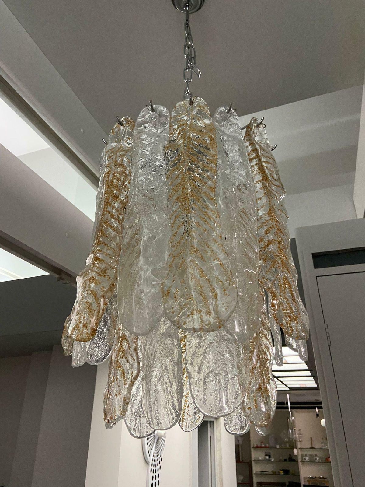 1970s Mid Century Modern Murano Glass Cascade Chandelier By Mazzega photo for sale