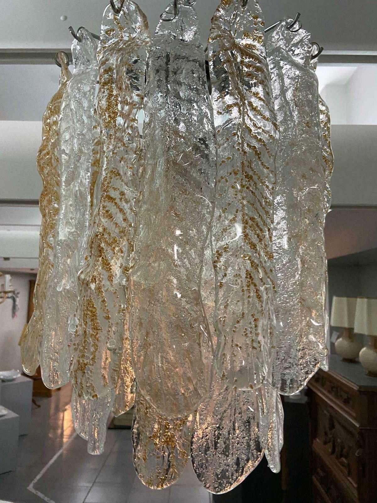 1970s Mid Century Modern Murano Glass Cascade Chandelier By Mazzega photo Lighting