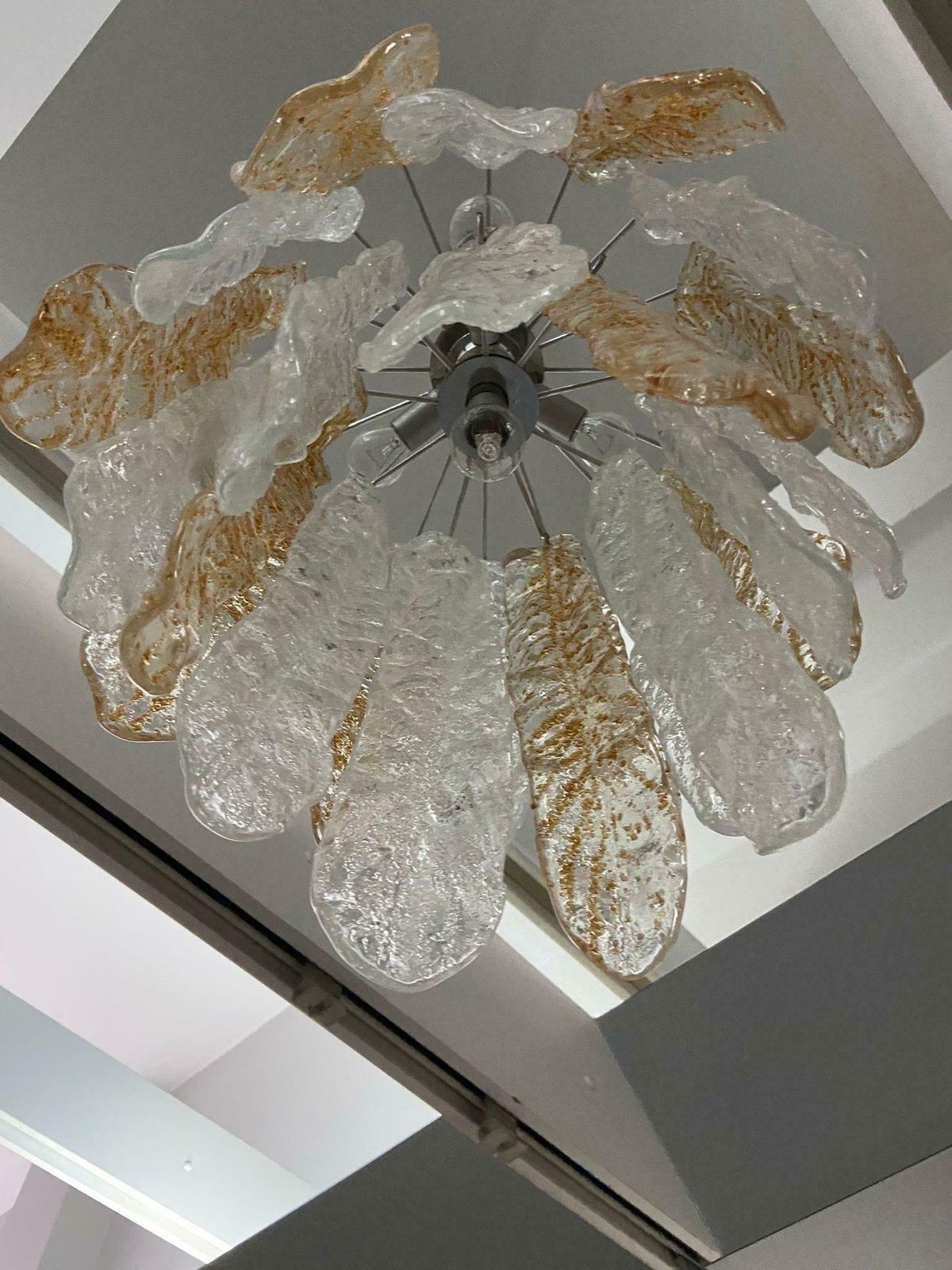 1970s Mid Century Modern Murano Glass Cascade Chandelier By Mazzega photo vinterior