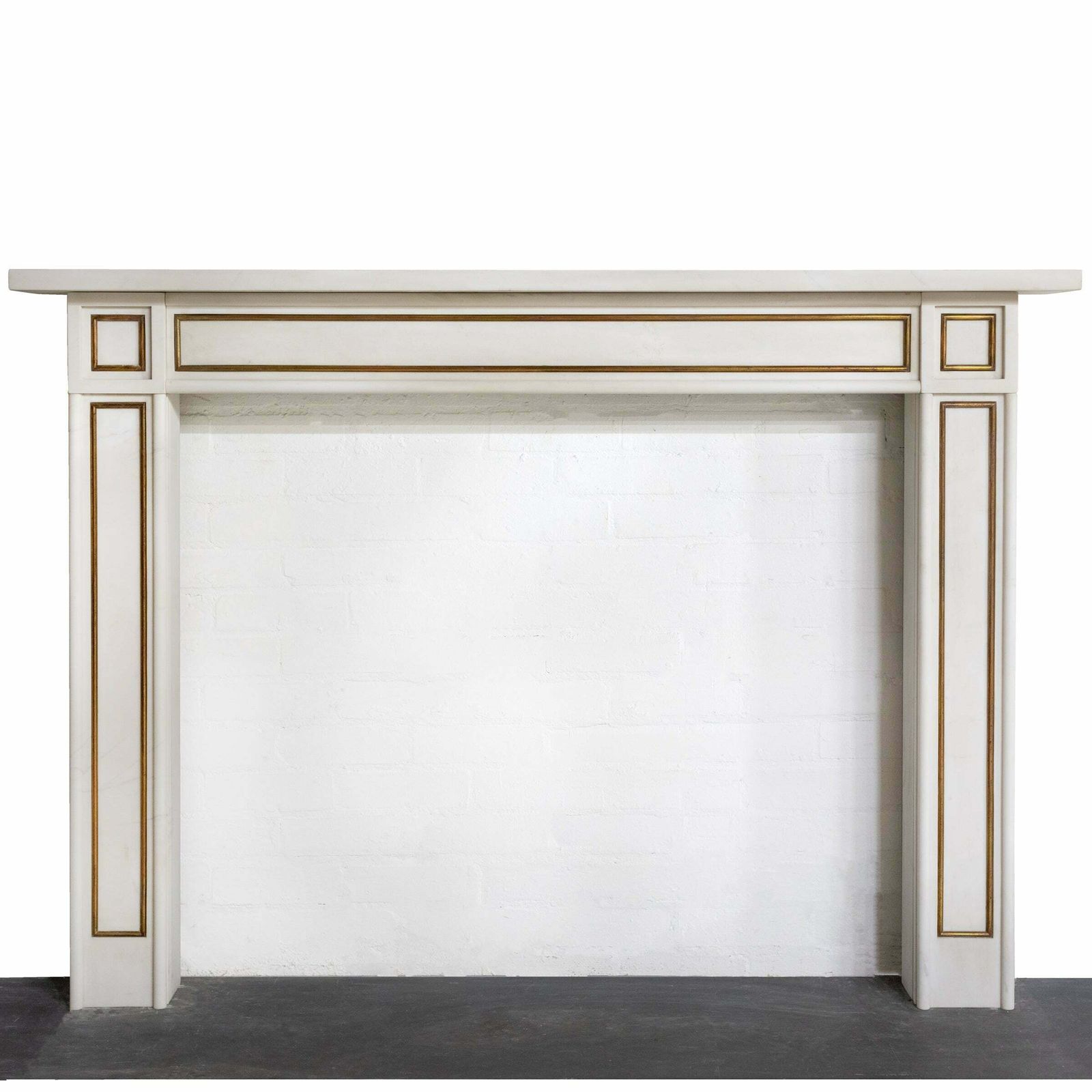 Reclaimed Statuary Marble Fireplace Surround With Brass Detail photo furniture