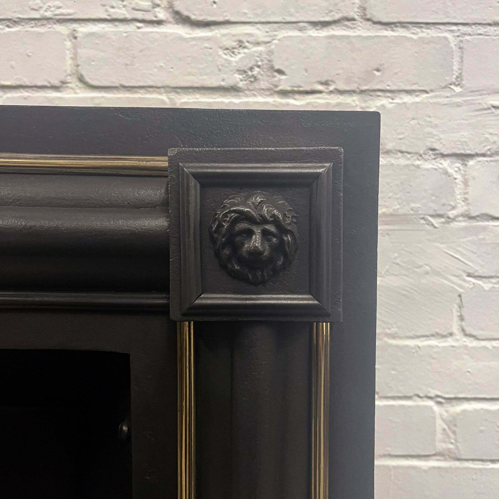 Antique Cast Iron Lion Head Fireplace Insert photo furniture