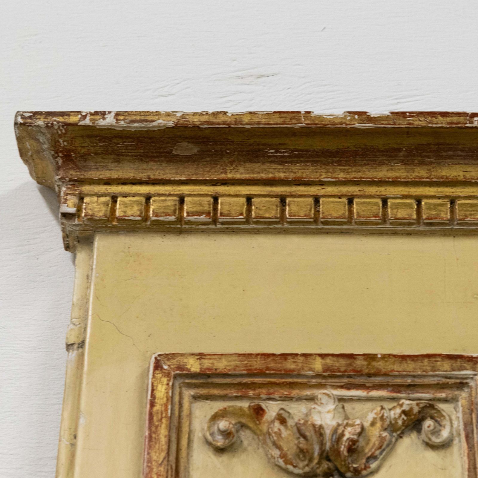 Large Louis XVI Trumeau Mirror With Oil Painting And Gilt Gesso Details photo vintage