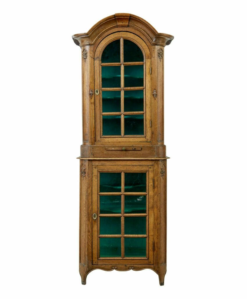 photo for sale Mid 19th Century Glazed Carved Oak Liège Cabinet