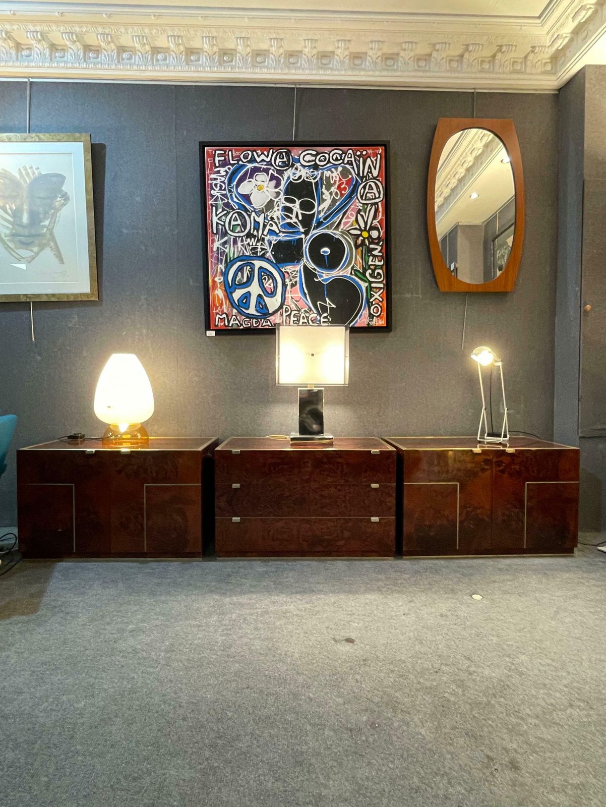 Set Of Two Sideboards And A Chest Of Drawers By Willy Rizzo photo for sale