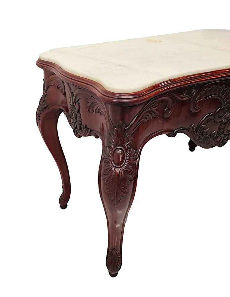 A Very Rare Pair Of 19th Century Carrara White Marble Top Console Tables photo buy