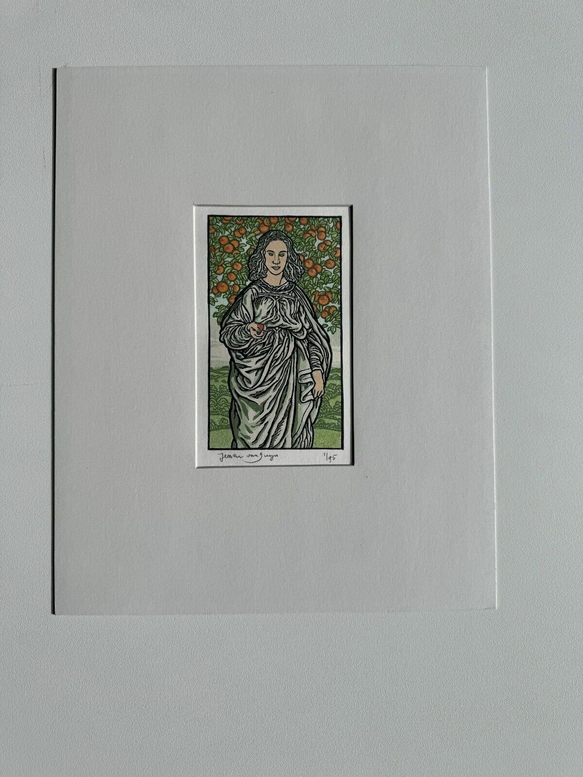 Jeroen Van Duyn (1952) Wood Engraving Signed Woodcut Signed 2005 Eve And Adam photo furniture