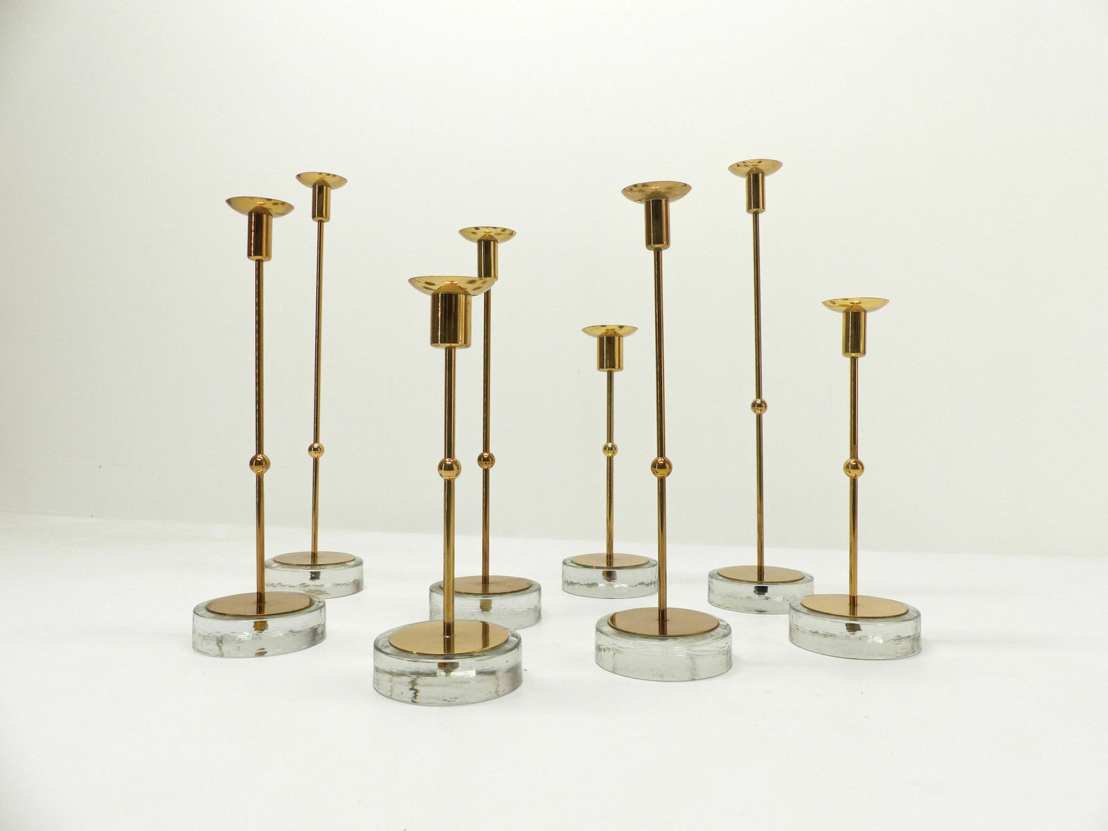 Set Of 8 Scandinavian Candlesticks Gunnar Ander For Ystad Metall 1960 photo buy