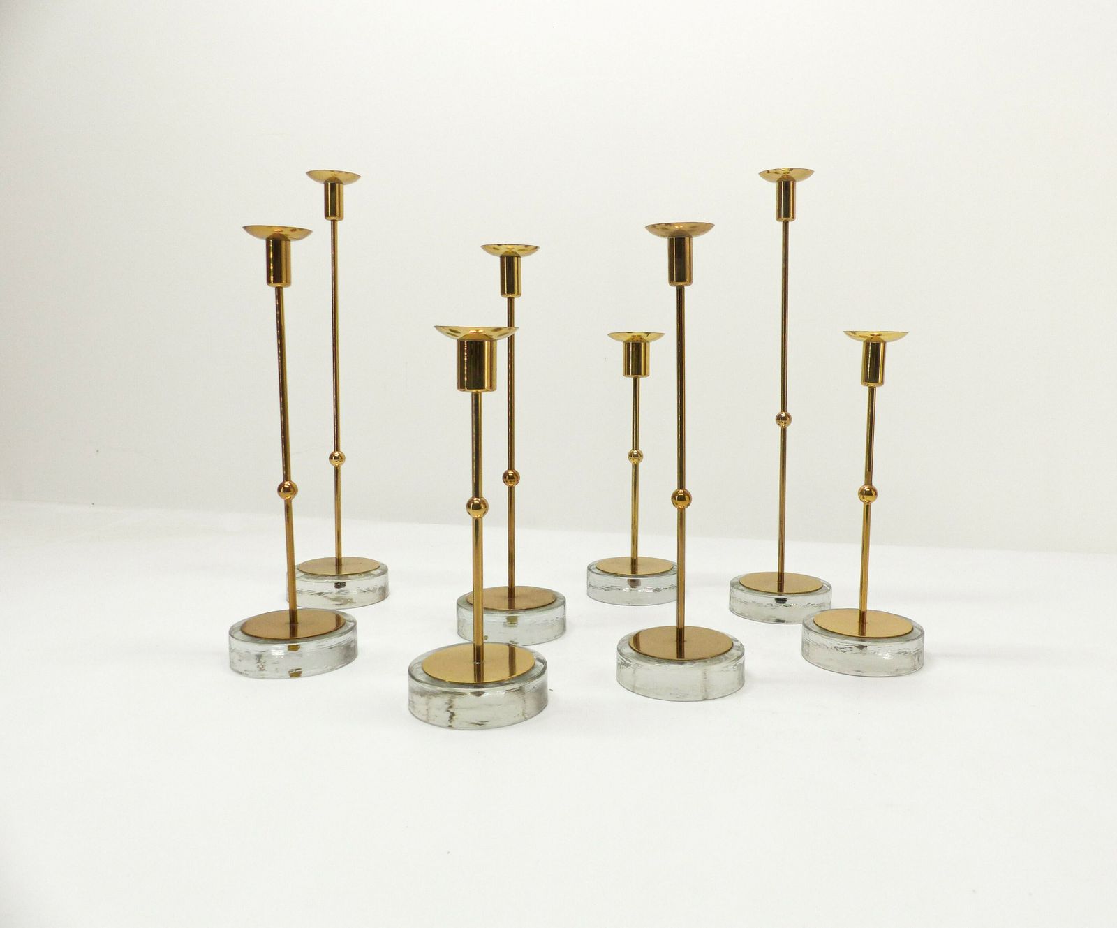 Set Of 8 Scandinavian Candlesticks Gunnar Ander For Ystad Metall 1960