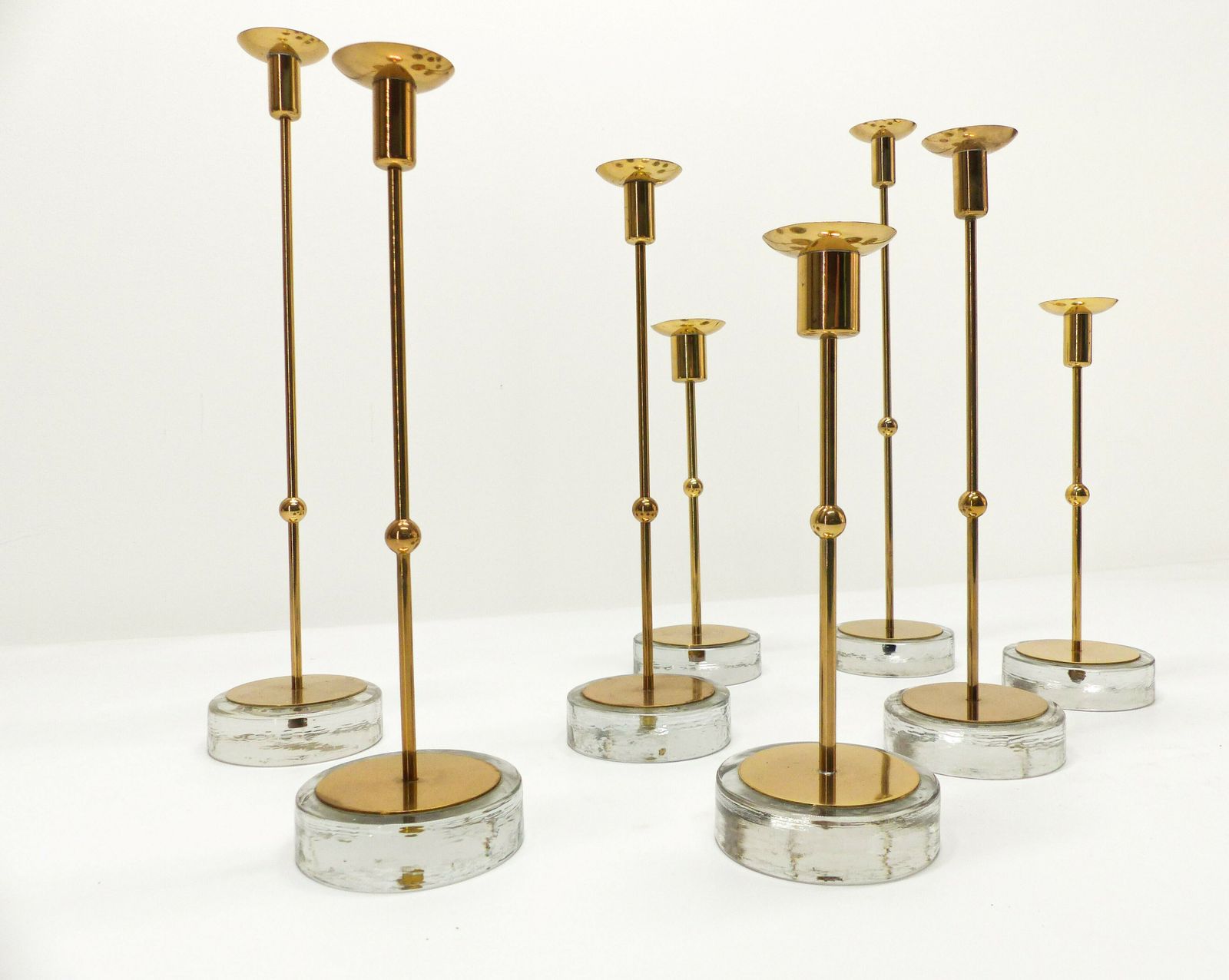 Set Of 8 Scandinavian Candlesticks Gunnar Ander For Ystad Metall 1960 photo furniture