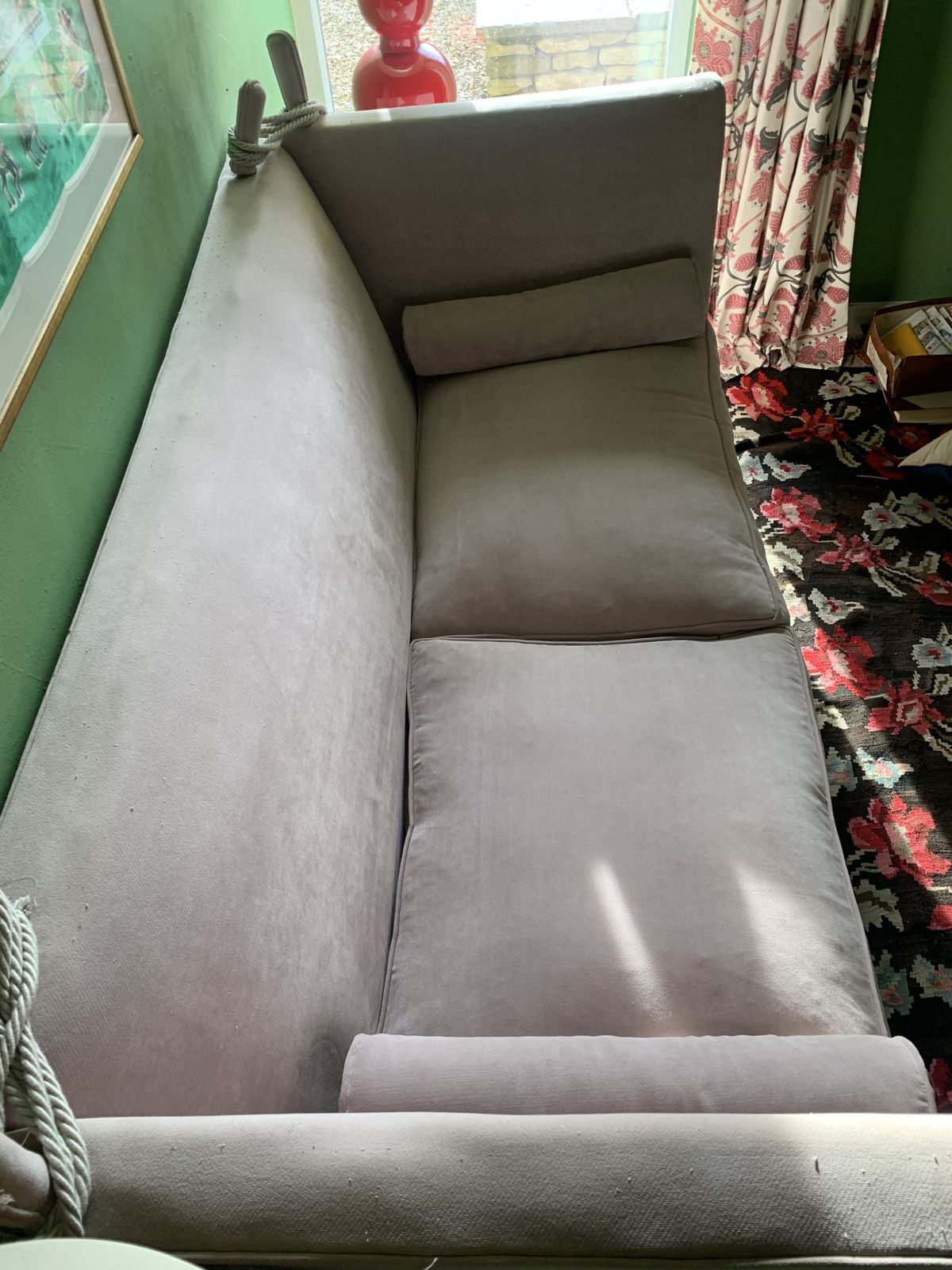 Antique Upholstered Drop Arm Knoll Sofa photo furniture