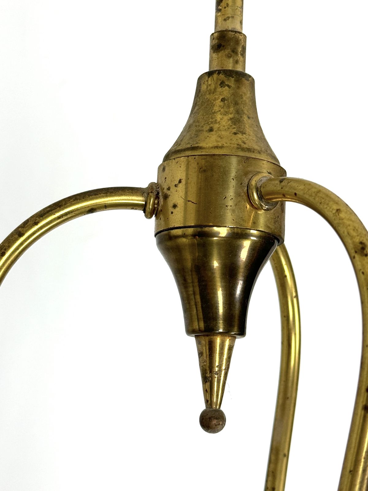 photo vinterior Vintage Italian Brass And Curved Glass Chandelier From 1950s