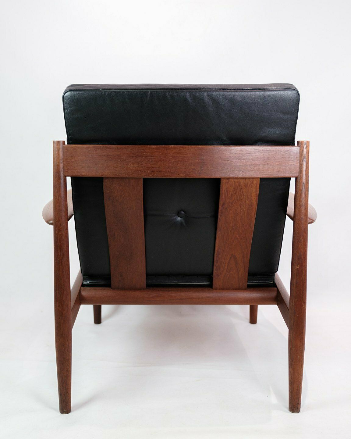 Armchair Model 118 In Teak And Black Leather By Grete Jalk For France & Son From 1960s photo Furniture