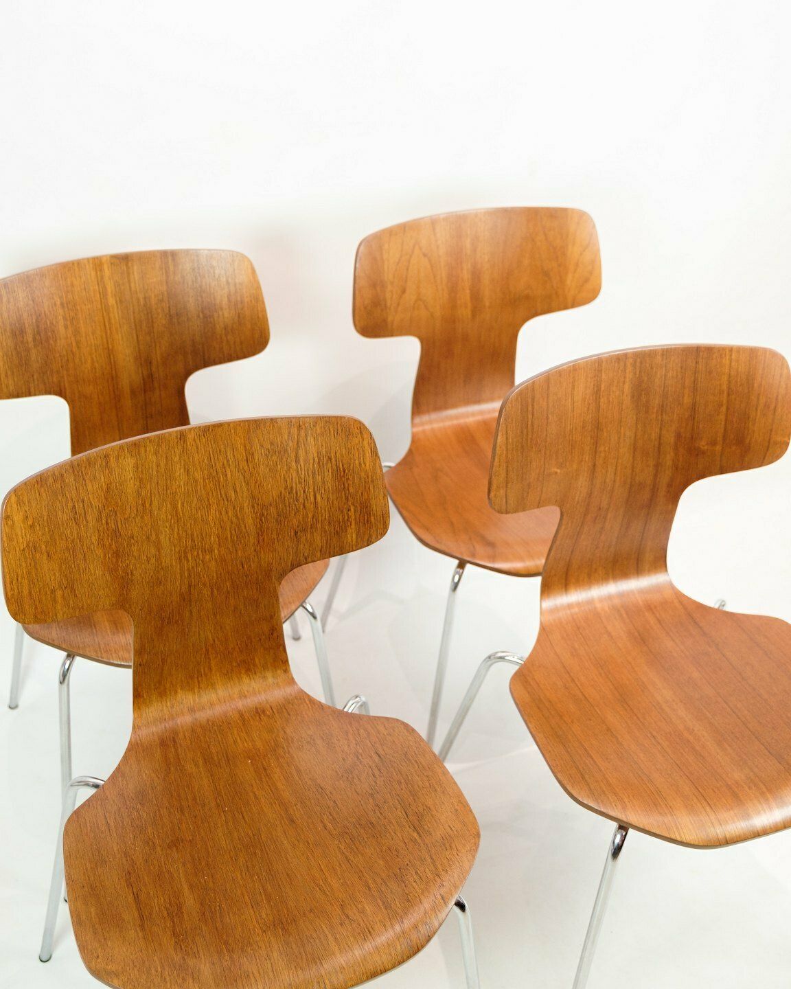Set Of Four Dining Chairs In Teak By Arne Jacobsen For Fritz Hansen From 1960s photo furniture