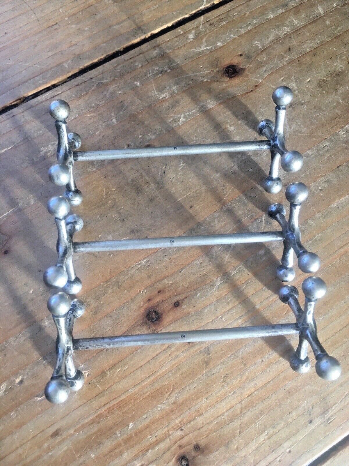 3 Antique Art Deco 20s French Silver Plated Knife Rests Jack Shaped Cross Atomic photo 50.0