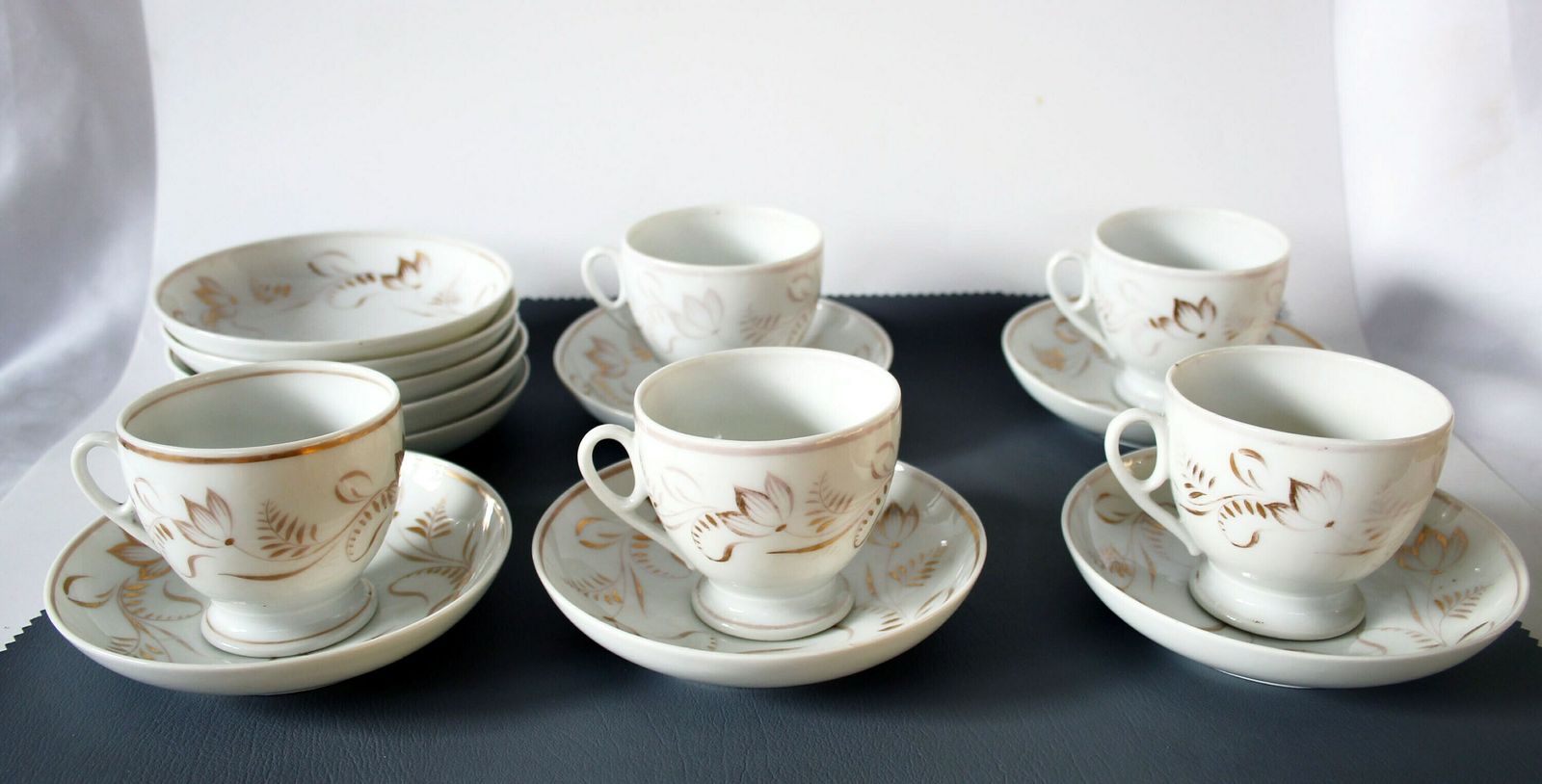 Antique Vieux Paris Porcelain Empire Regency Tea Or Coffee Service Set, Handpainted, Gold Decor, Neoclassical 19th Century, 17 Pieces photo for sale
