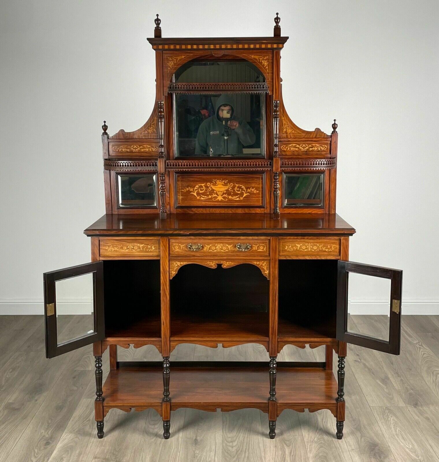 Antique 19th Century Marquetry Sideboard In Rosewood photo furniture