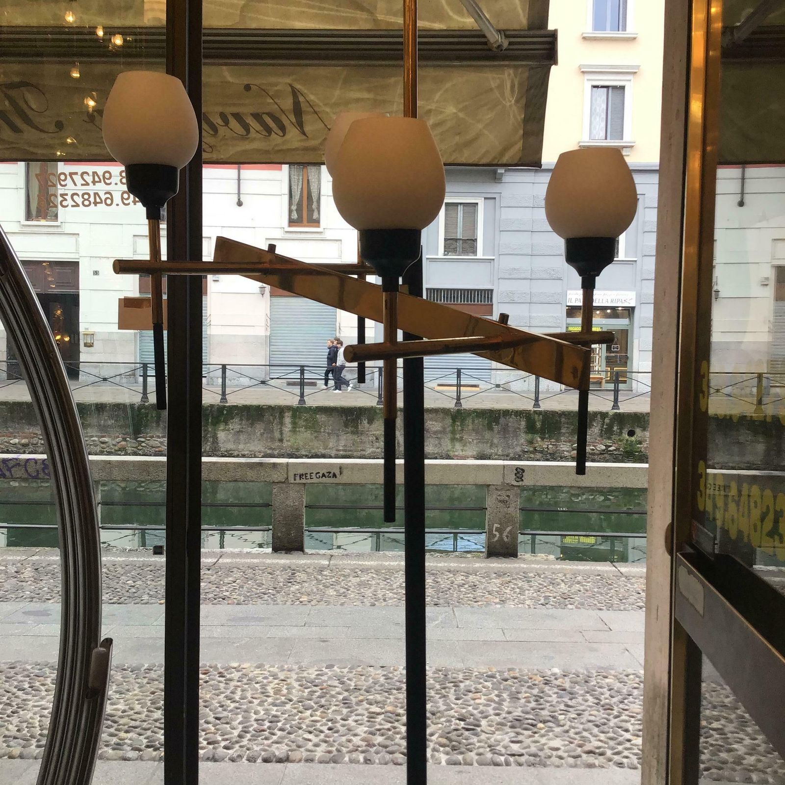 Stilnovo Floor Lamp Four Light Marble Iron Glass Brass, Italy photo buy