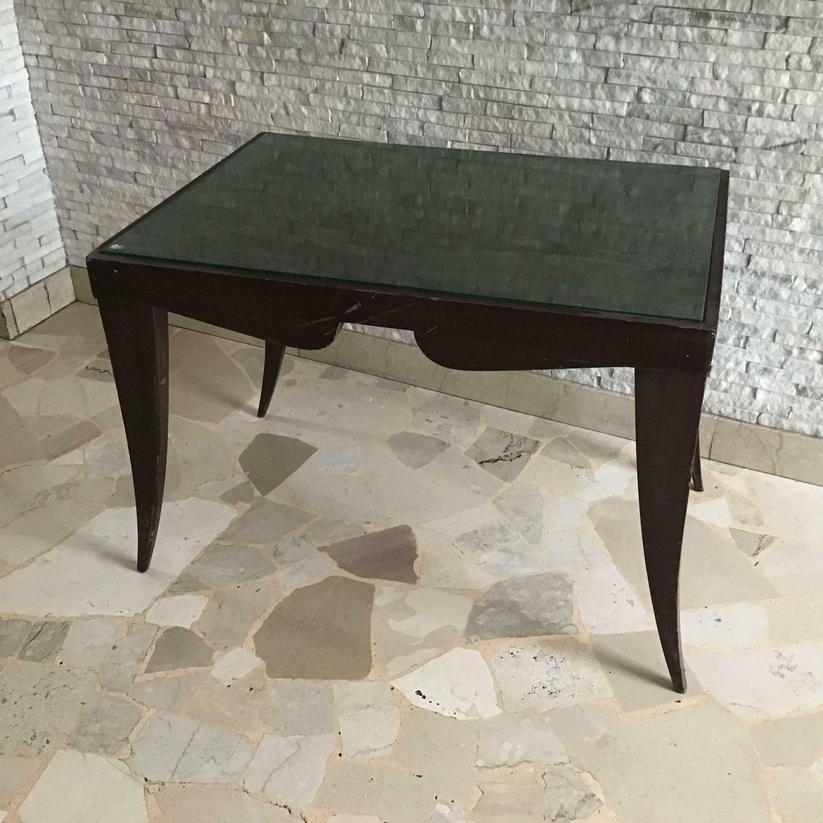 2874.0 Osvaldo Borsani Coffee ' Table. Wood Glass 1950 Italy photo