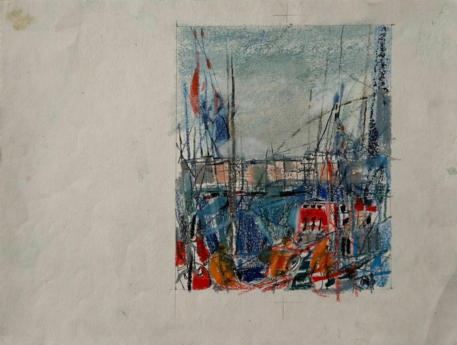 Monique Journod Pastel Ink Drawing   Preparatory Lithograph Model 1980