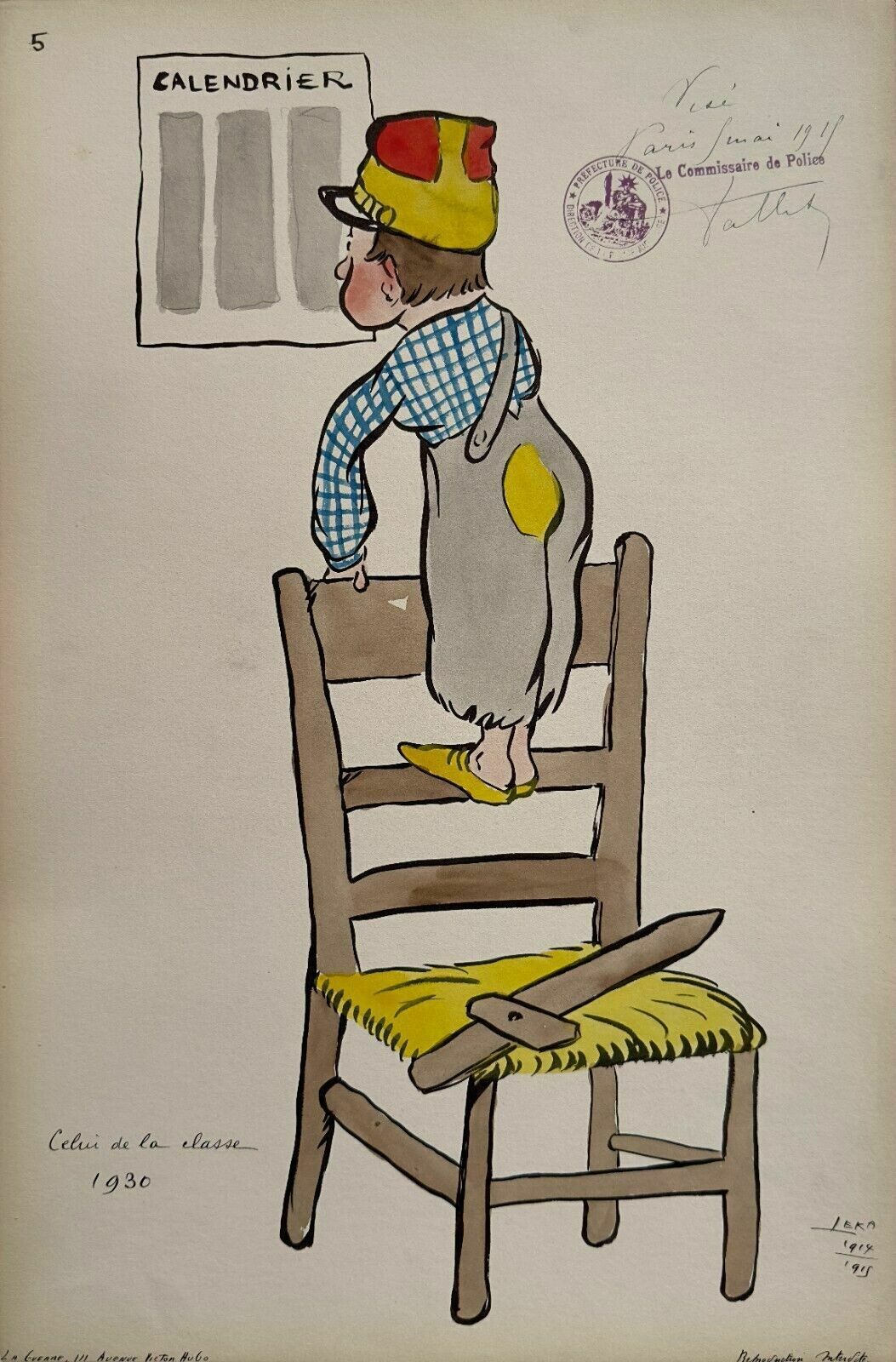 Harry De Leka Watercolor Drawing Signed War Caricature 1914   1915