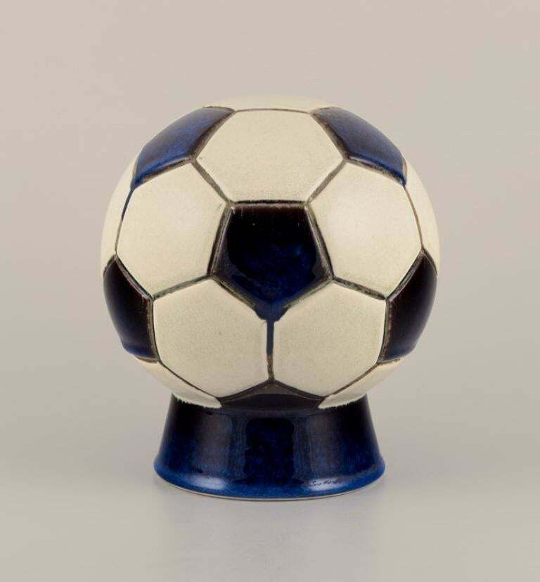 Berit Sundell, Gustavsberg. Ceramic Tabletop Clock In The Shape Of A Soccer Ball photo 405.0