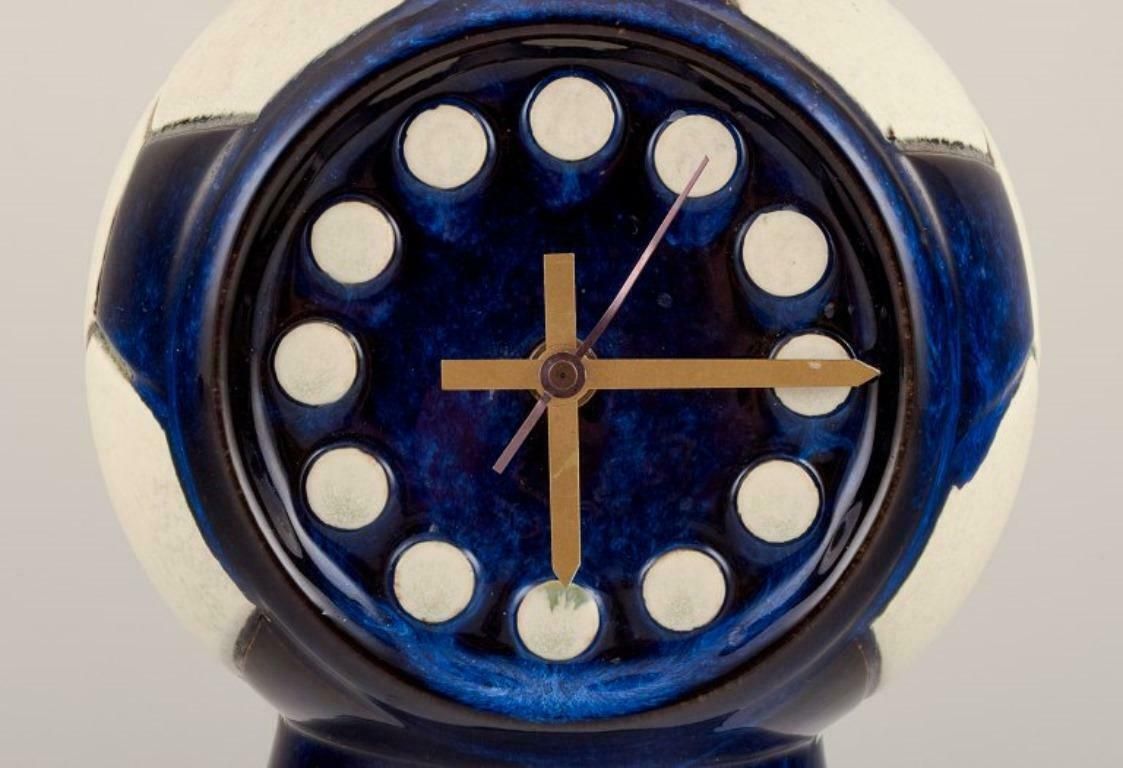 Berit Sundell, Gustavsberg. Ceramic Tabletop Clock In The Shape Of A Soccer Ball photo vinterior