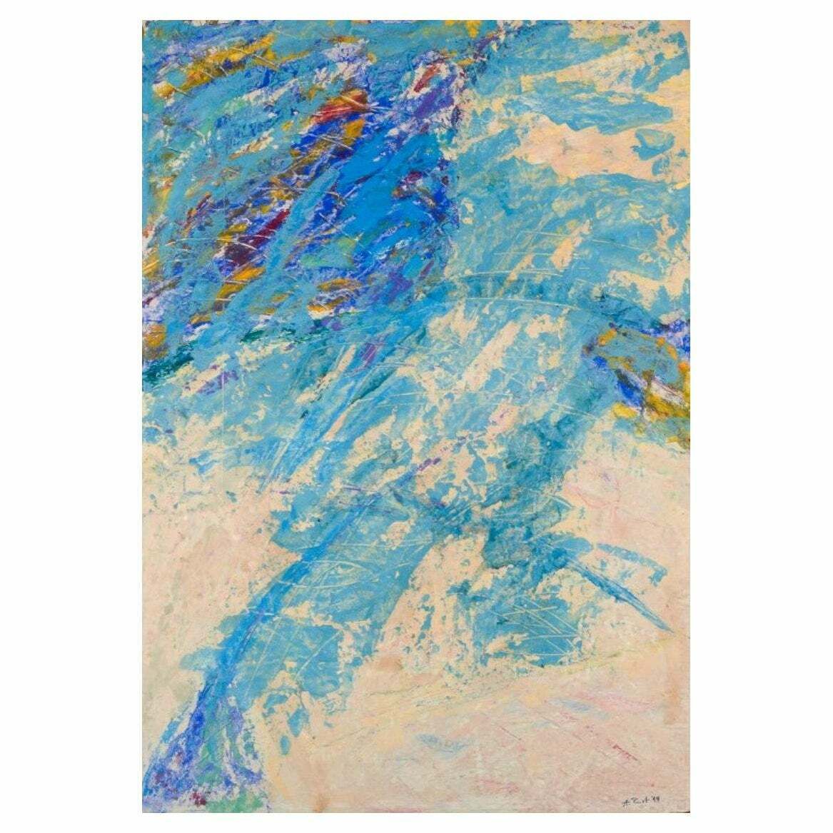 A. Rust, German Artist. Acrylic Painting On Wood Panel. Abstract Composition.