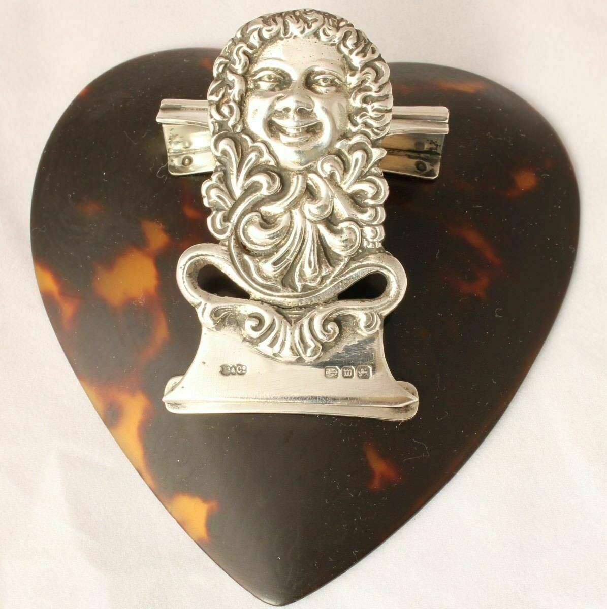 Victorian Heart Shaped Novelty Silver Stationery Desk Paper Clip 1896. photo for sale