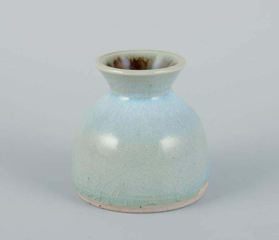 Elly Kuch And Wilhelm Kuch. Two Ceramic Vases In Green And Blue Glaze. photo for sale