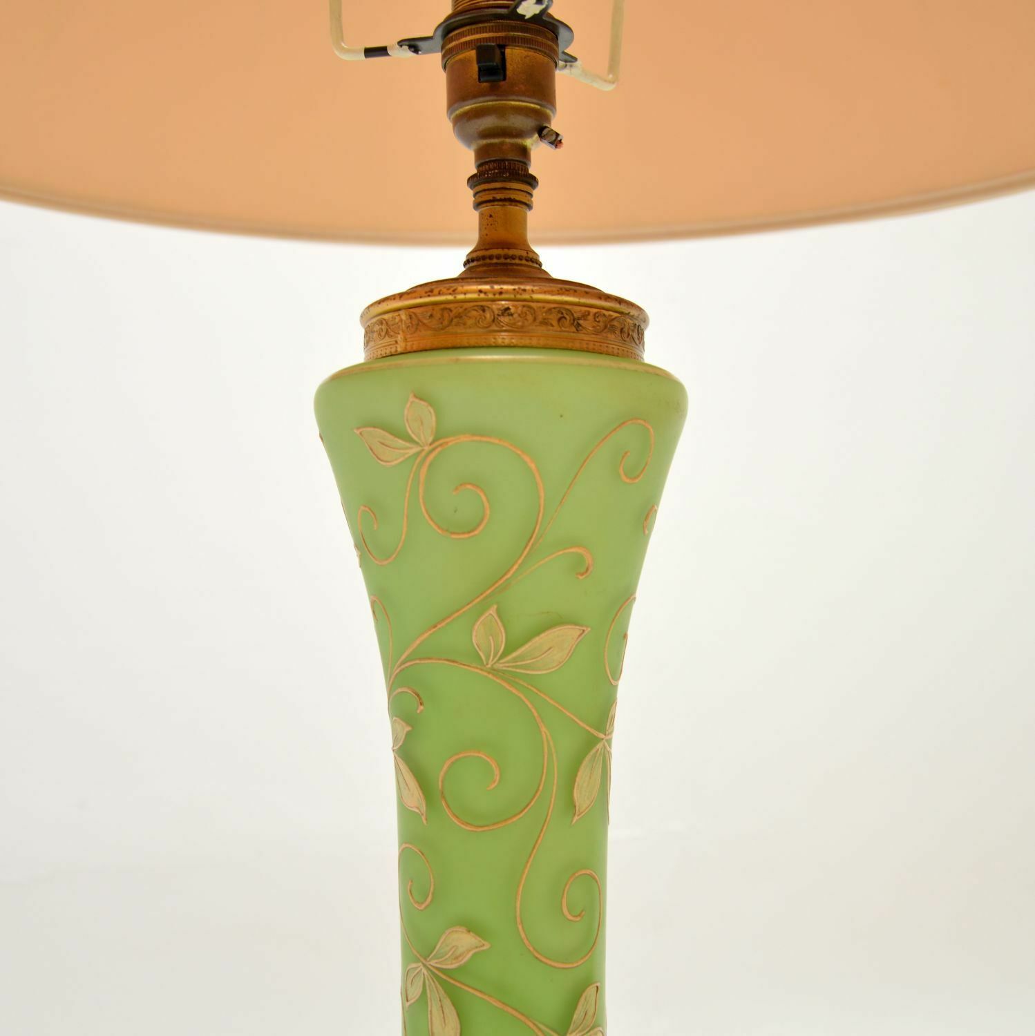 Pair Of Antique Glass & Gilt Metal Table Lamps photo furniture