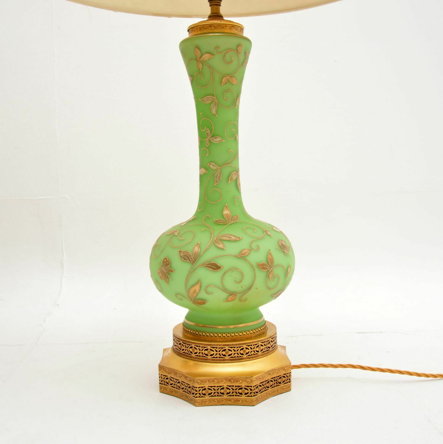 Pair Of Antique Glass & Gilt Metal Table Lamps photo 1495.52