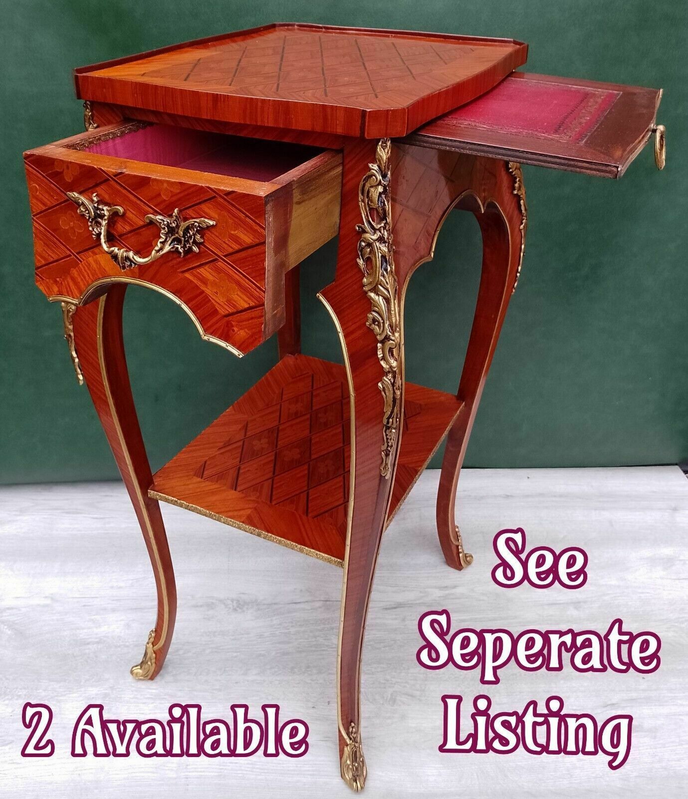 Antique Early 20th Century French Empire Ormolu And Kingwood Inlaid Lamp Table
