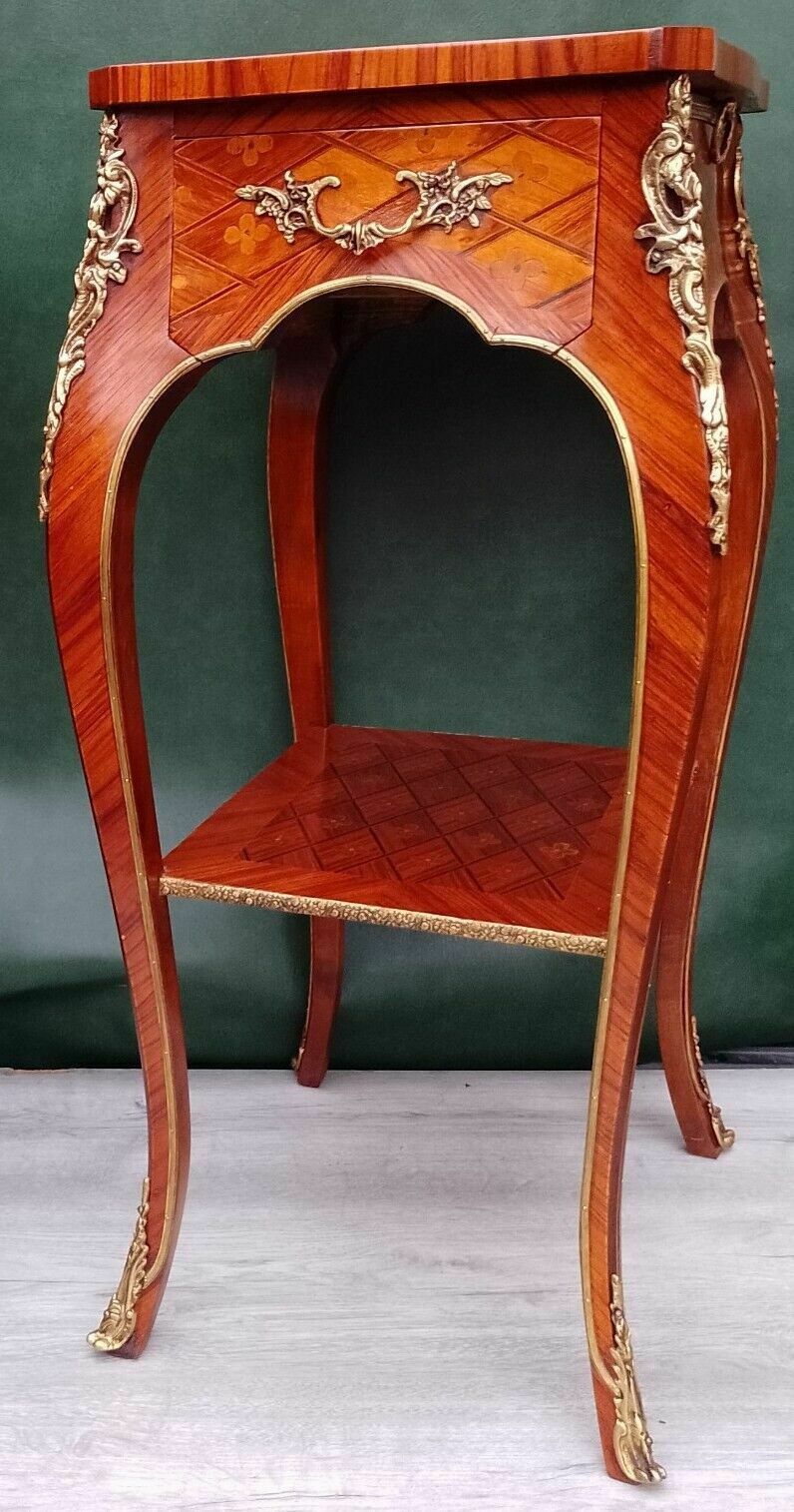 Furniture Antique Early 20th Century French Empire Ormolu And Kingwood Inlaid Lamp Table photo
