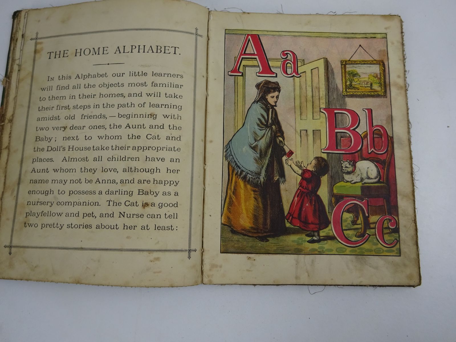 photo vinterior Victorian Alphabet Book By Warne's Mounted Toys Gifted In 1882