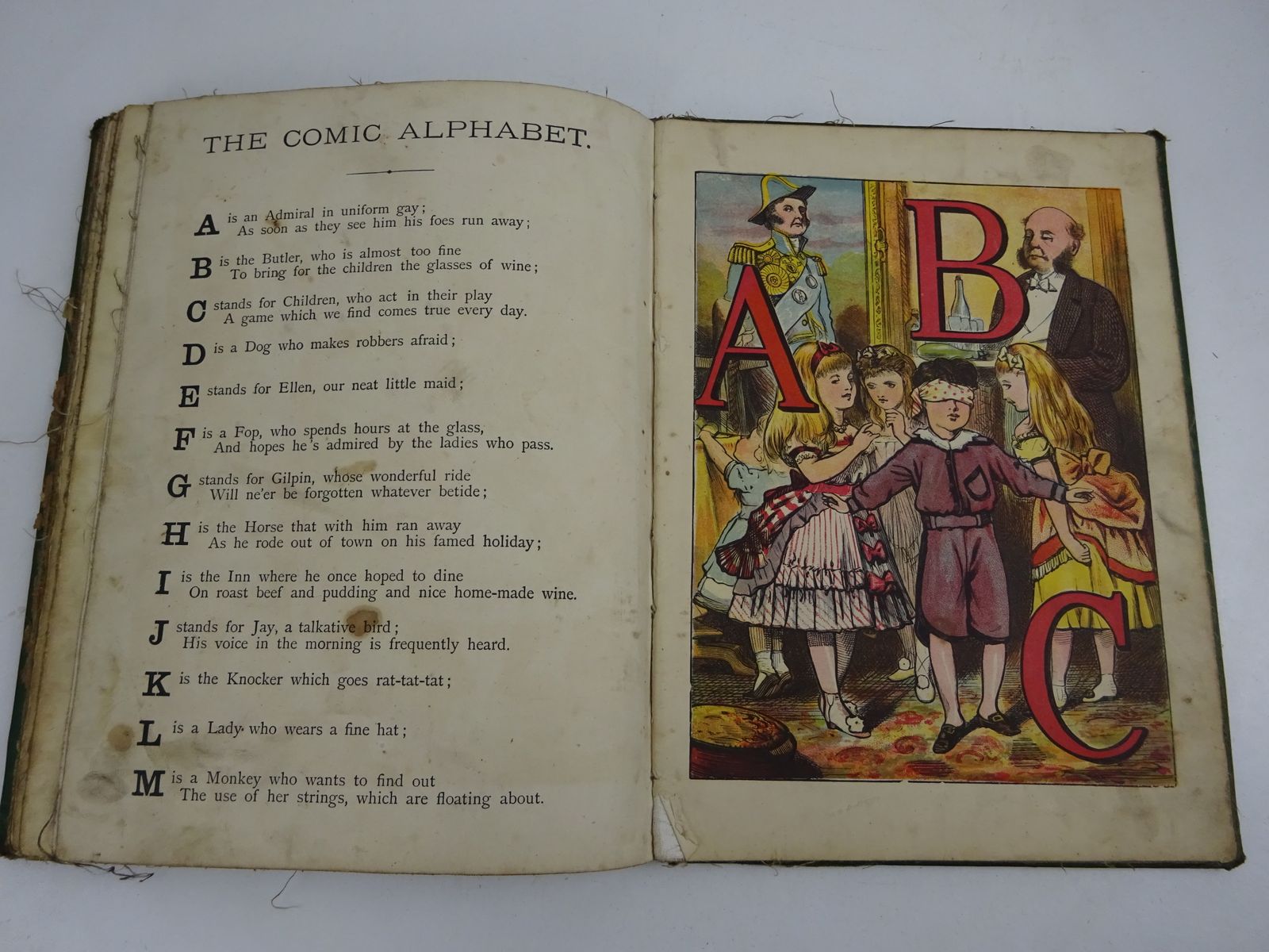 photo vintage Victorian Alphabet Book By Warne's Mounted Toys Gifted In 1882
