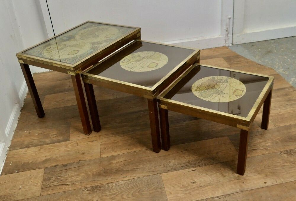 Mid Century Maison Jansen Campaign Style Nest Of 3 Tables photo furniture