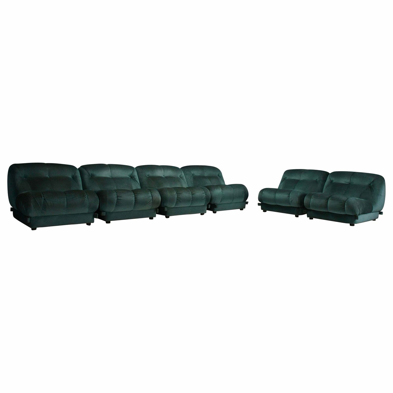 Large Modular Sectional ‘Nuvolone’ Sofa By Rino Maturi In Green Fabric, 1970s