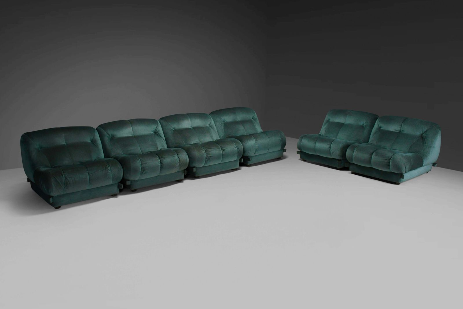 Large Modular Sectional ‘Nuvolone’ Sofa By Rino Maturi In Green Fabric, 1970s photo vintage