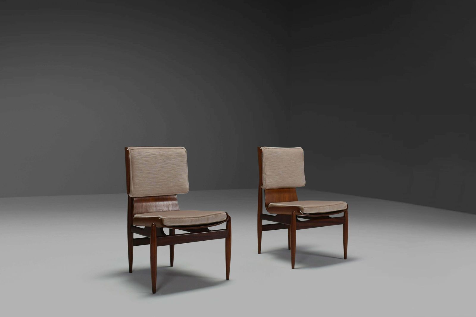 Pair Of Mohair And Plywood Chairs By Barovero Turino, Italy 1960s photo furniture