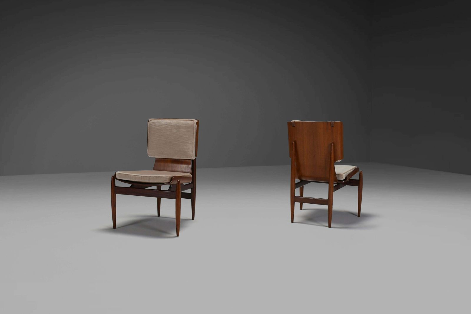 Pair Of Mohair And Plywood Chairs By Barovero Turino, Italy 1960s photo for sale