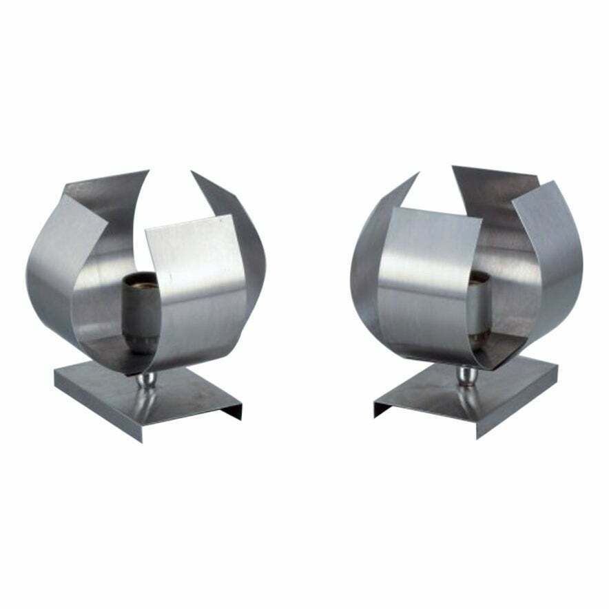 Max Sauze, French Industrial Designer. Pair Of Wall Lamps In Steel. 1960/70s