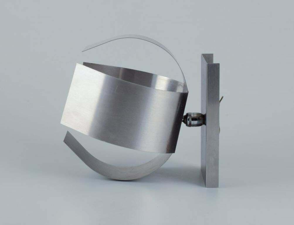 Max Sauze, French Industrial Designer. Pair Of Wall Lamps In Steel. 1960/70s photo Lighting