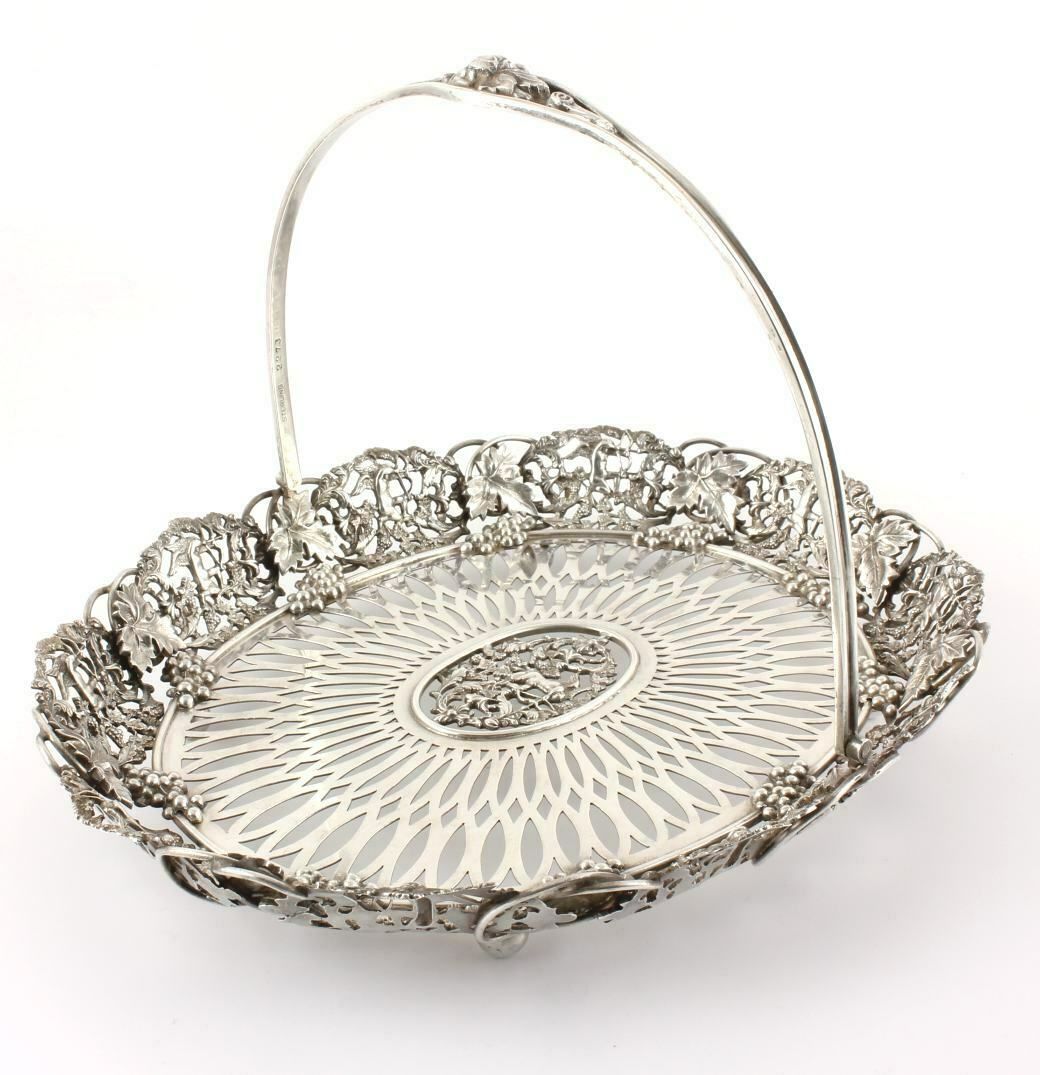 American Sterling Silver Renaissance Cake Basket. J E Caldwell & Co USA.