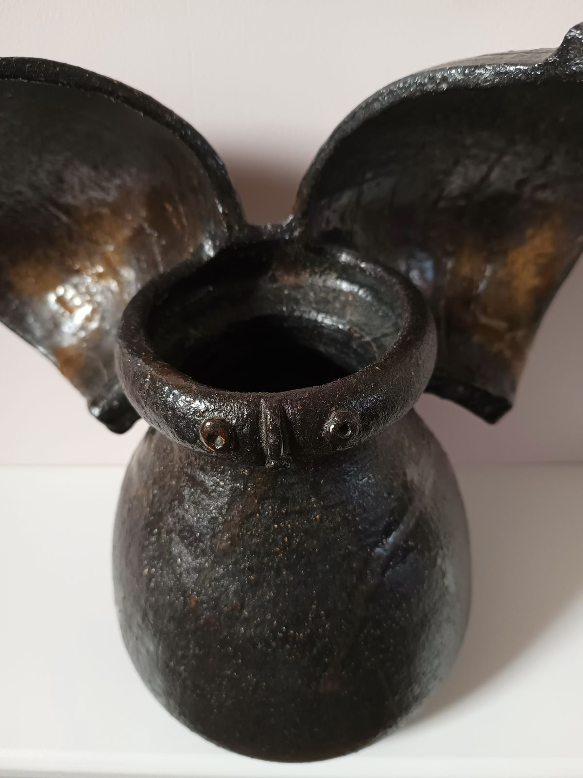 Stoneware Angel Vase With Oxide Glazes Manner Of Jacques Pouchain photo for sale