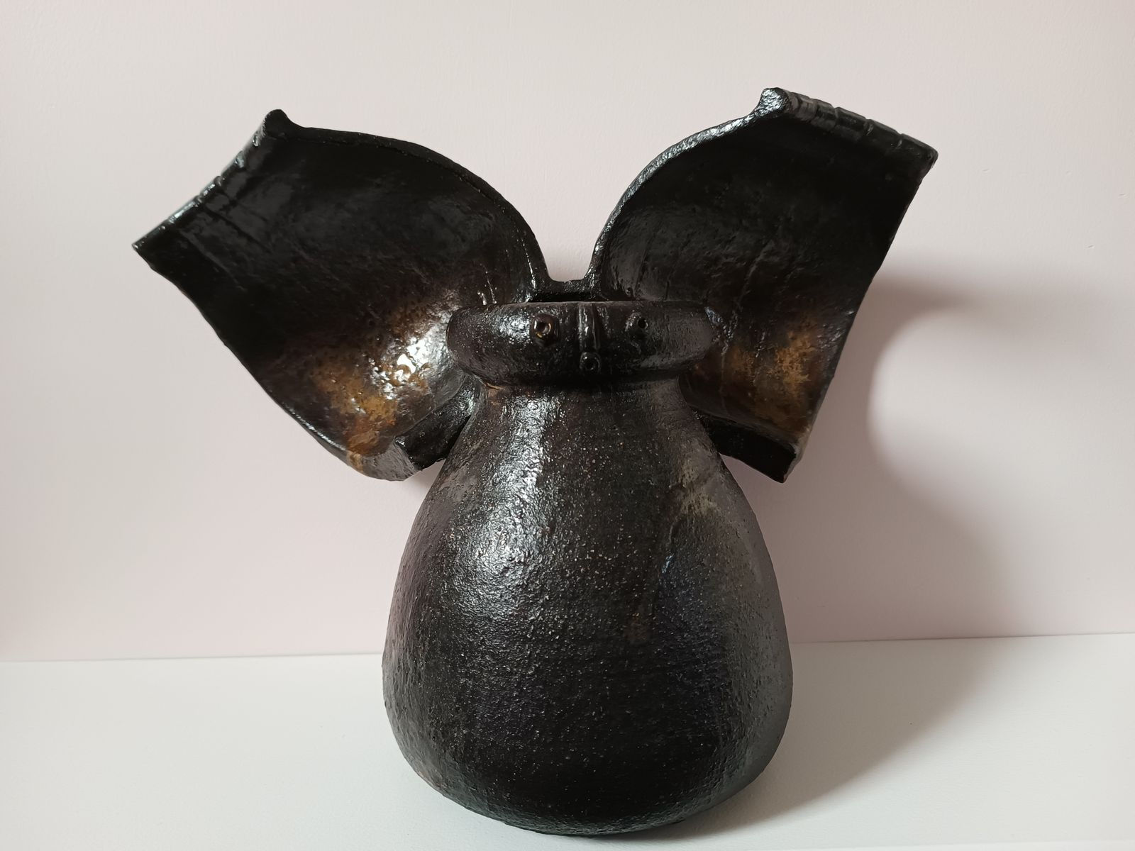 Stoneware Angel Vase With Oxide Glazes Manner Of Jacques Pouchain